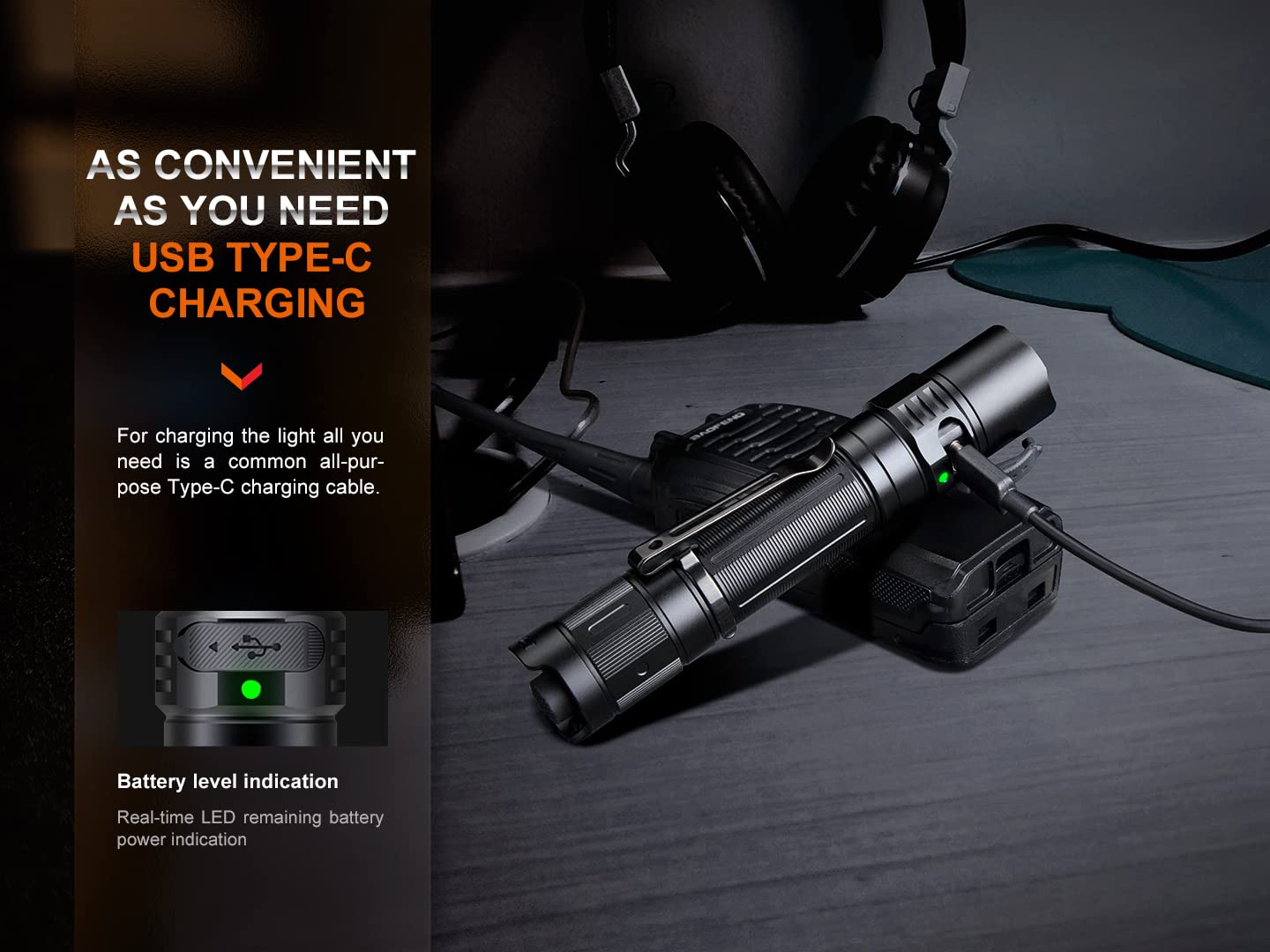 Fenix PD35R Tactical Flashlight, USB-C Rechargeable, 1700 Lumen with Organizer