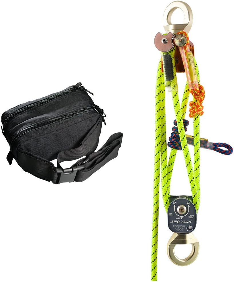 Rock Exotica Aztek Pulley Kit – Personal Mechanical Advantage System Offering 4:1 or 5:1 Mechanical Advantage and Personal Edge Restraint – Made in The USA