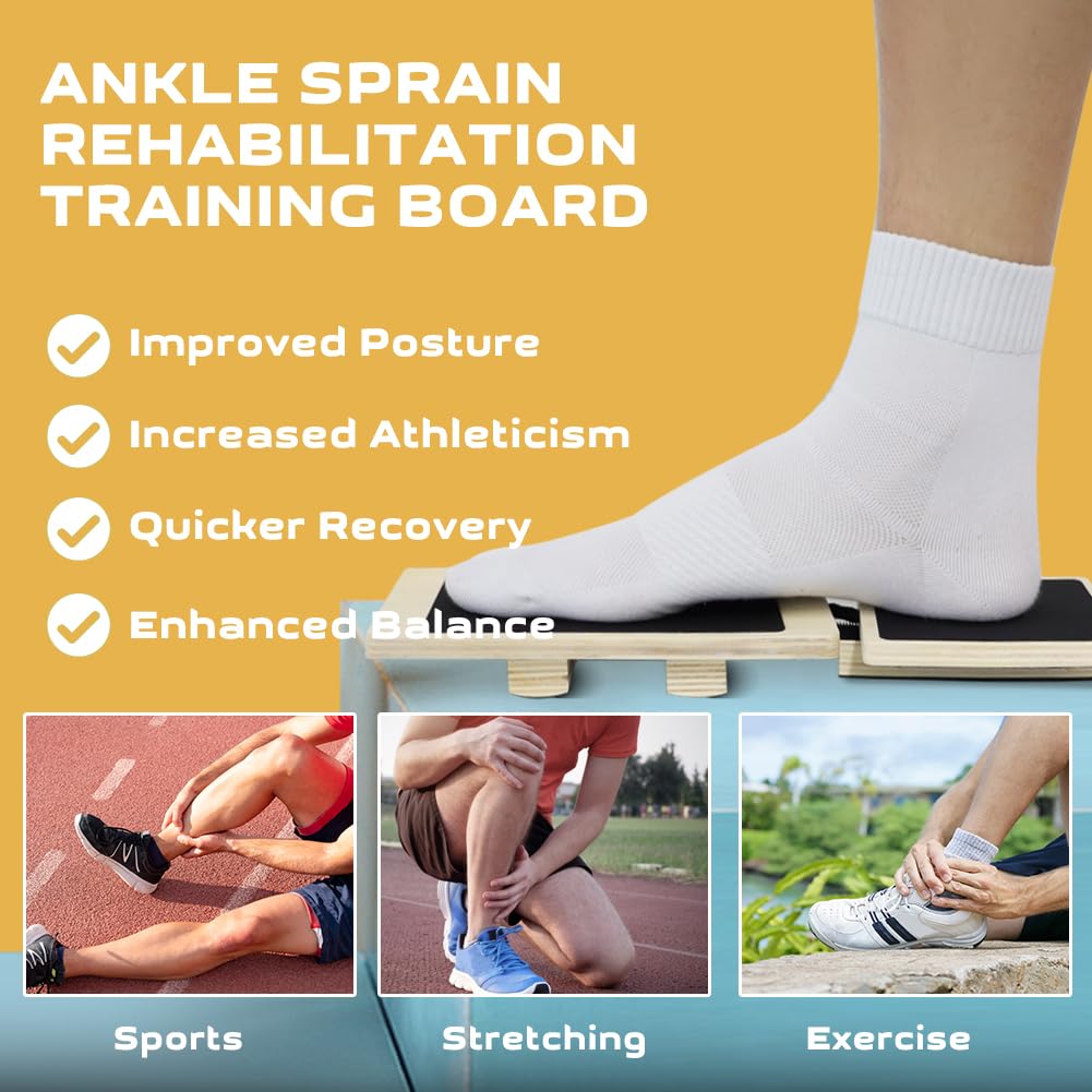 Ankle Balance Board，Aohcae Ankle Foot Strengthener Exerciser for Sprained, Single Leg Balance Board, Anti Slip Wobble Board, Foot Stretcher for Plantar Fasciitis Relief.