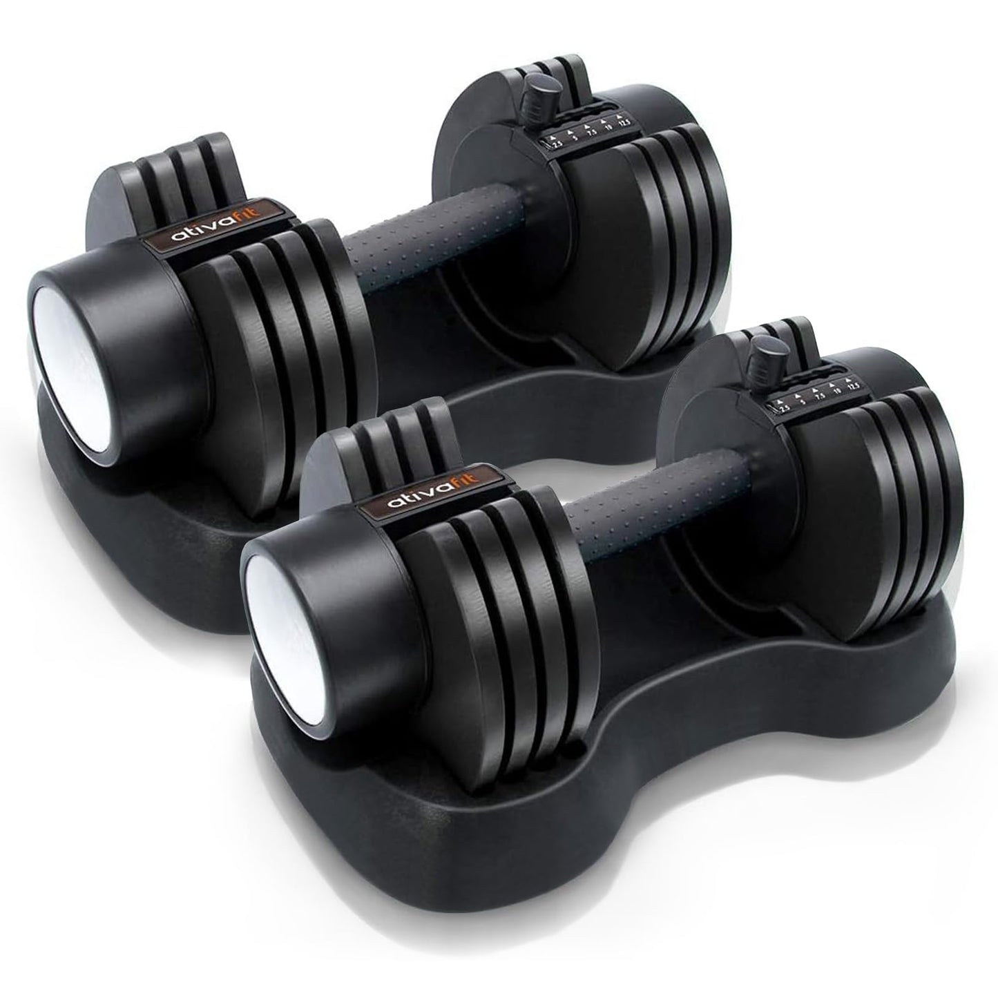 Ativafit 27.5/66/88LBS Pair Adjustable Dumbbell Set with Anti-slip Handle 12 In 1 Quick Dial Adjustment Weights With Safety Locking Button Space Saving Strength Training for Full Body Home Gym Workout