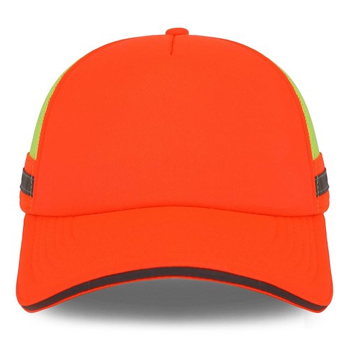 Trendy Apparel Shop 5 Panel Reflective Foam Front Safety Trucker Cap - Neon Orange Neon Yellow