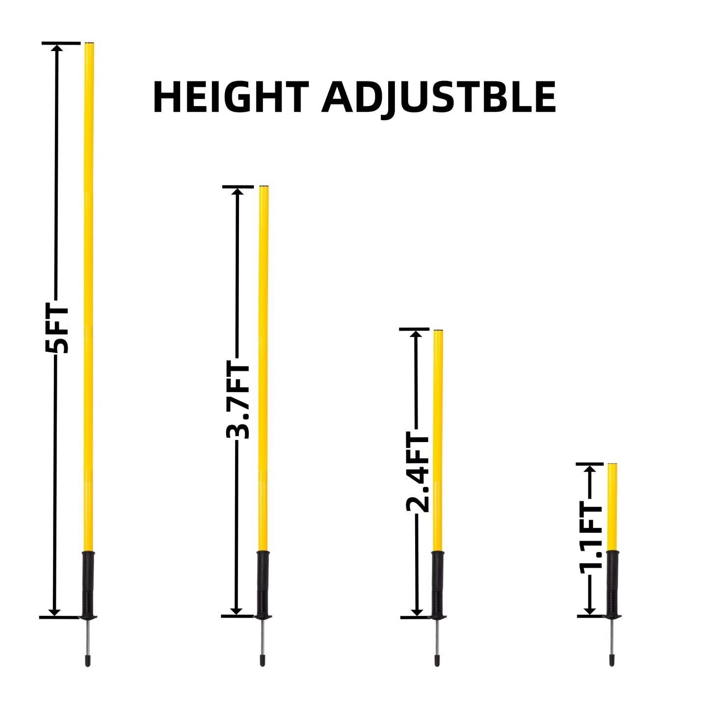 6 Pcs 5FT Agility Training Poles for Soccer,Basketball,Football,Dog,Horse Training-Adjustable Speed and Agility Training Equipment Sports Training Sticks with Ground Spring Nails and Storage Bag