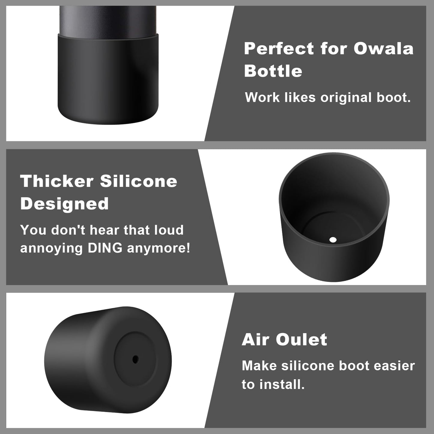 Airboat 2PCS Silicone Water Bottle Boot for Owala 24oz, Protective Bottom Bumper Anti-Slip Sleeve for FreeSip, Twist, and Flip Stainless Steel Bottles, Dishwasher Safe and BPA Free