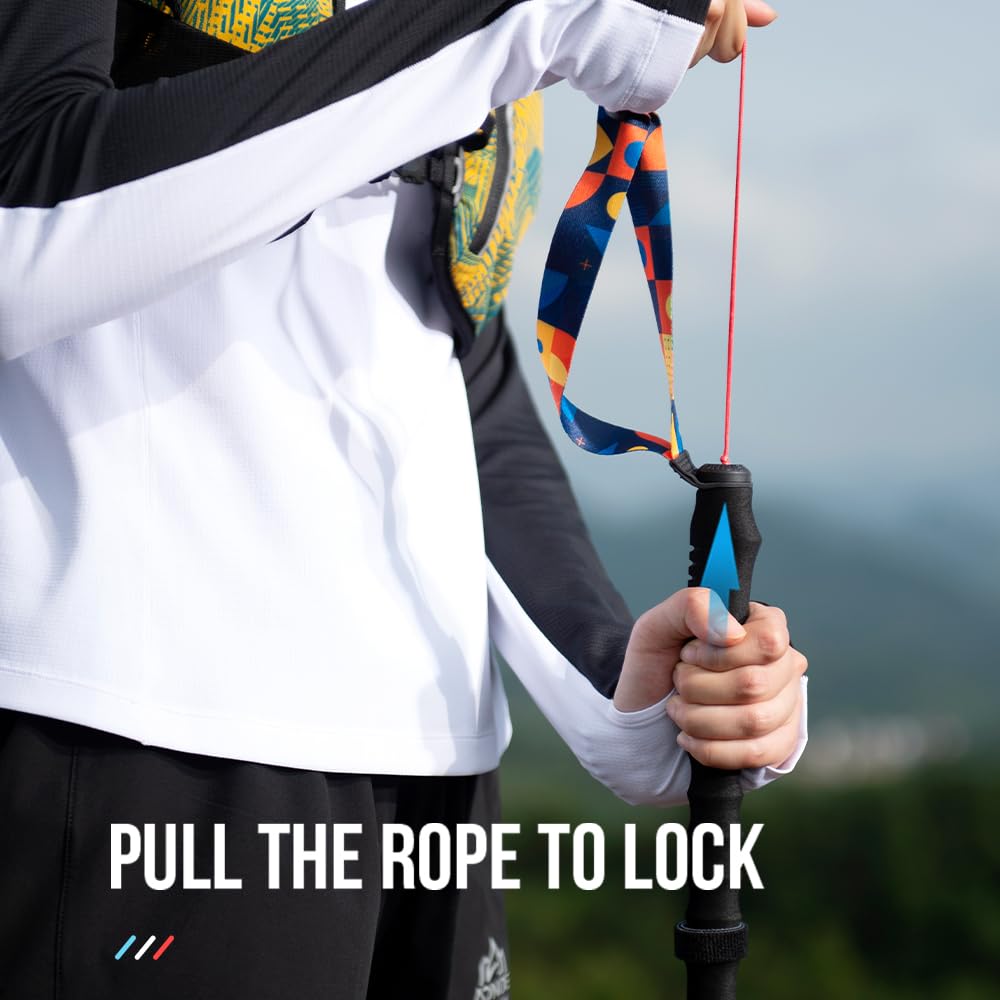 AONIJIE Trekking Poles - 2 Pcs Collapsible Aluminum Alloy 7075 Hiking Poles with Anti-Shock and Quick Lock System, Ultralight for Hiking, Camping, Mountaining, Trekking (Blue Red,120cm)