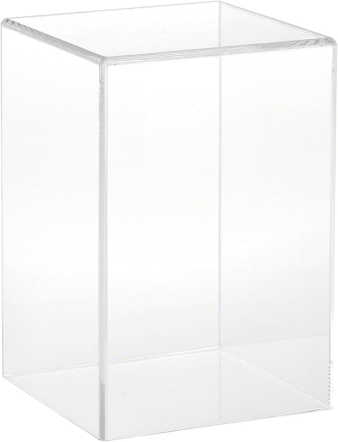 Plymor Clear Acrylic Display Case with Hardwood Base, 4" W x 4" D x 6" H