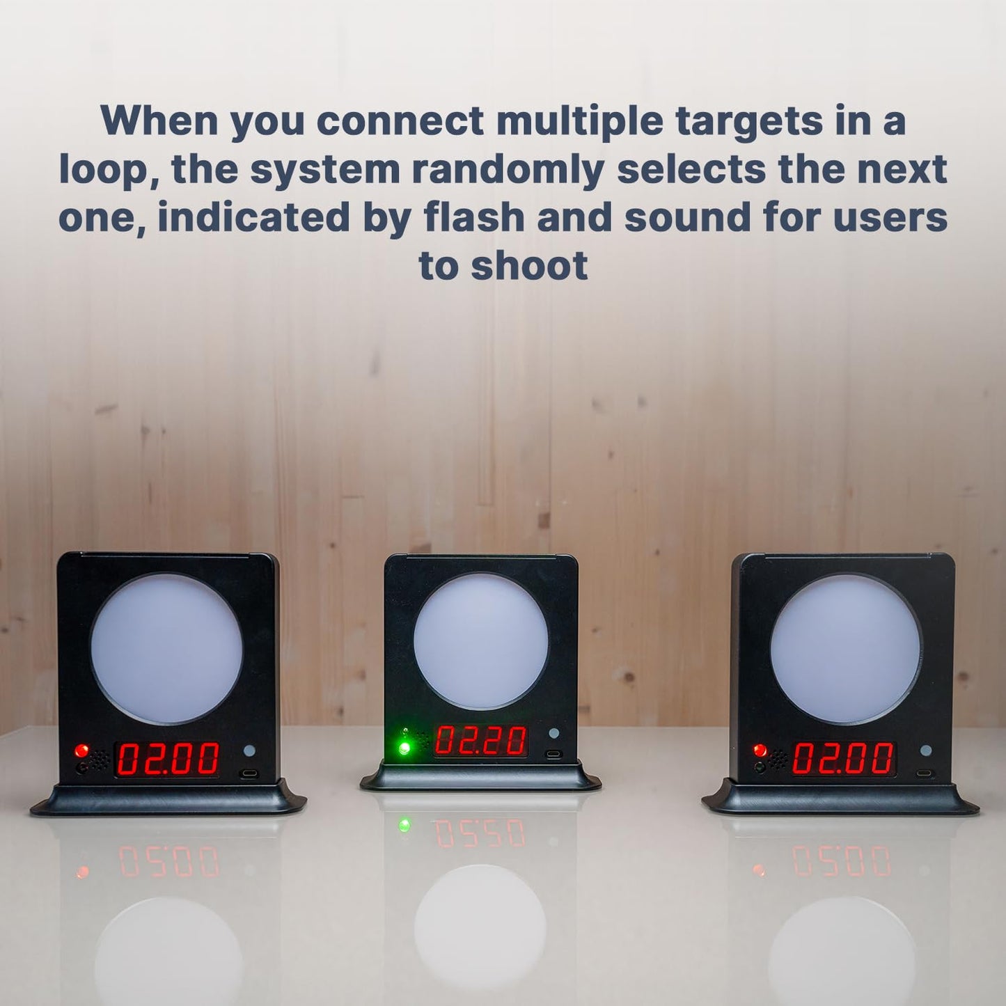 Accurize Mini Reaction Target 1-Pack – 2 Customizable Sizes (Default 100mm Size with 60mm Insert Plate), Shooting Targets with Timer for Reaction Speed Practice, Includes Holder & USB Charging Cable