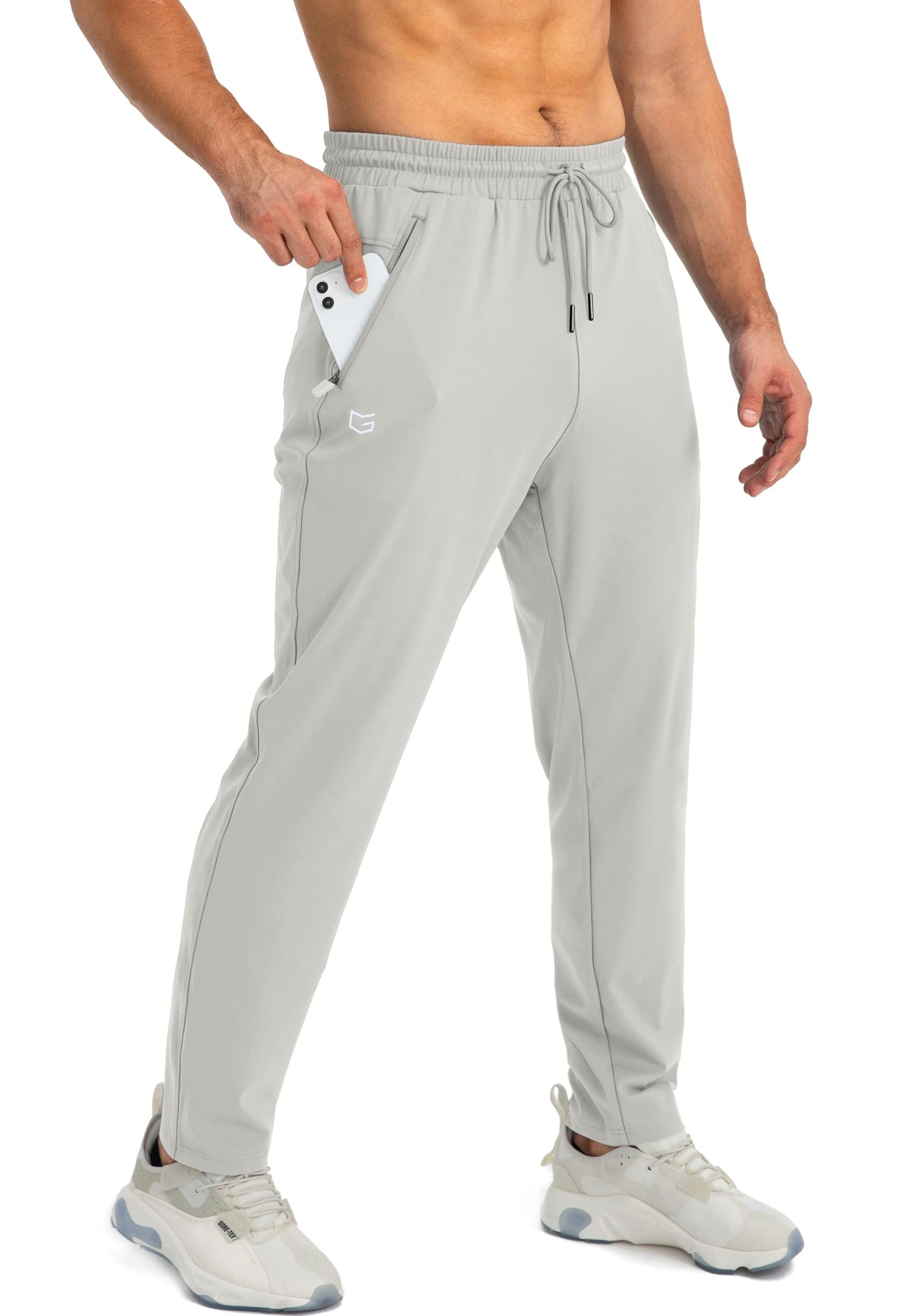 G Gradual Men's Sweatpants with Zipper Pockets Tapered Joggers for Men Athletic Pants for Workout, Jogging, Running (Bright Grey, 3X-Large)