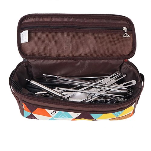 OHAOLYLE Camping Utensils Organizer Bag Travel Cooking Storage Bag Large Capacity Flatware Cutlery Bag Wash Bag for Travel Picnic BBQ
