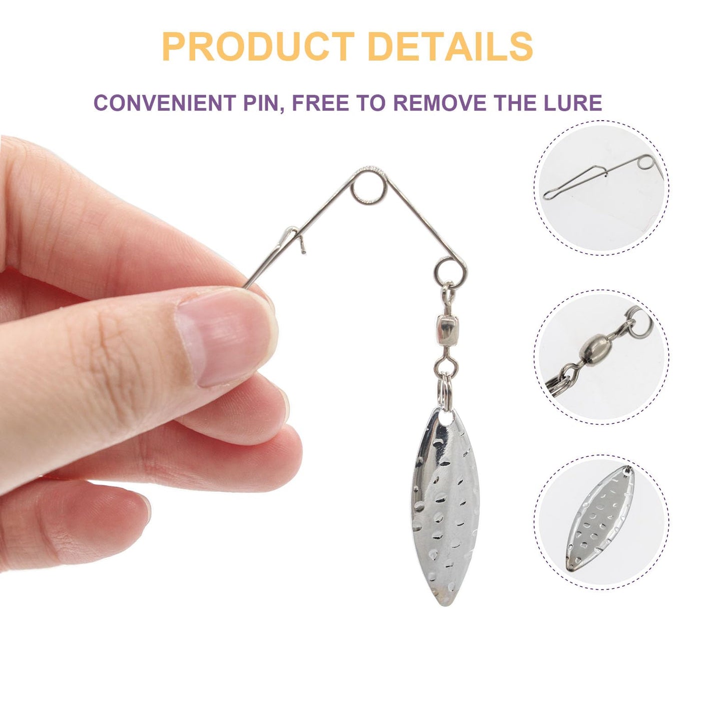 Aollerfilery 50PCS Fishing Spinner Blades Rigs Fishing Spinnerbait Smooth Spoons Kit,Replacement Accessories for Colorado Blade Making Spinner Shaft Bass Fishing Lures