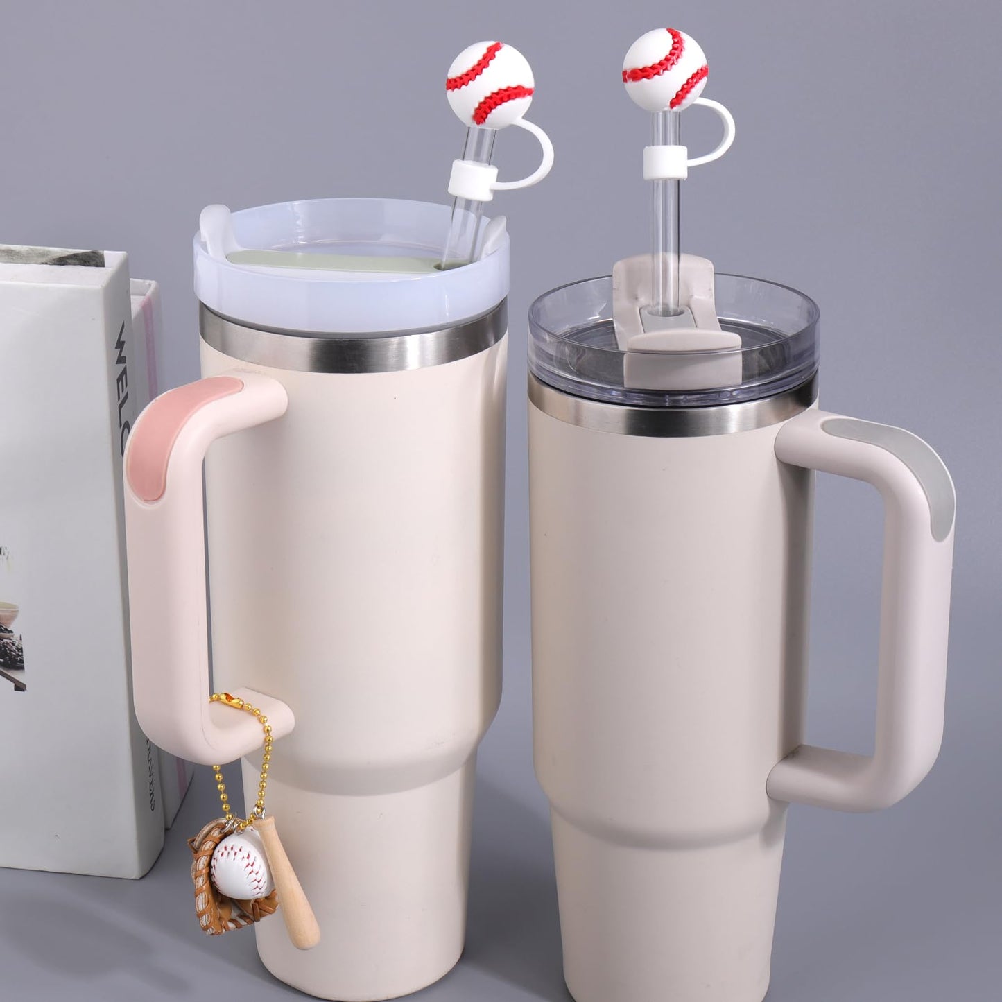 AIERSA 3Pcs Baseball Straw Cover Caps Set for Stanley Straw Cups Accessories, 10 mm