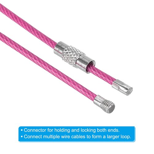 PATIKIL 5.9" Length Wire Keychain Cable, 6 Pack Stainless Steel 2mm Key Ring Loop for Outdoor Hiking Hanging Luggage Tag Keys ID Card, Pink