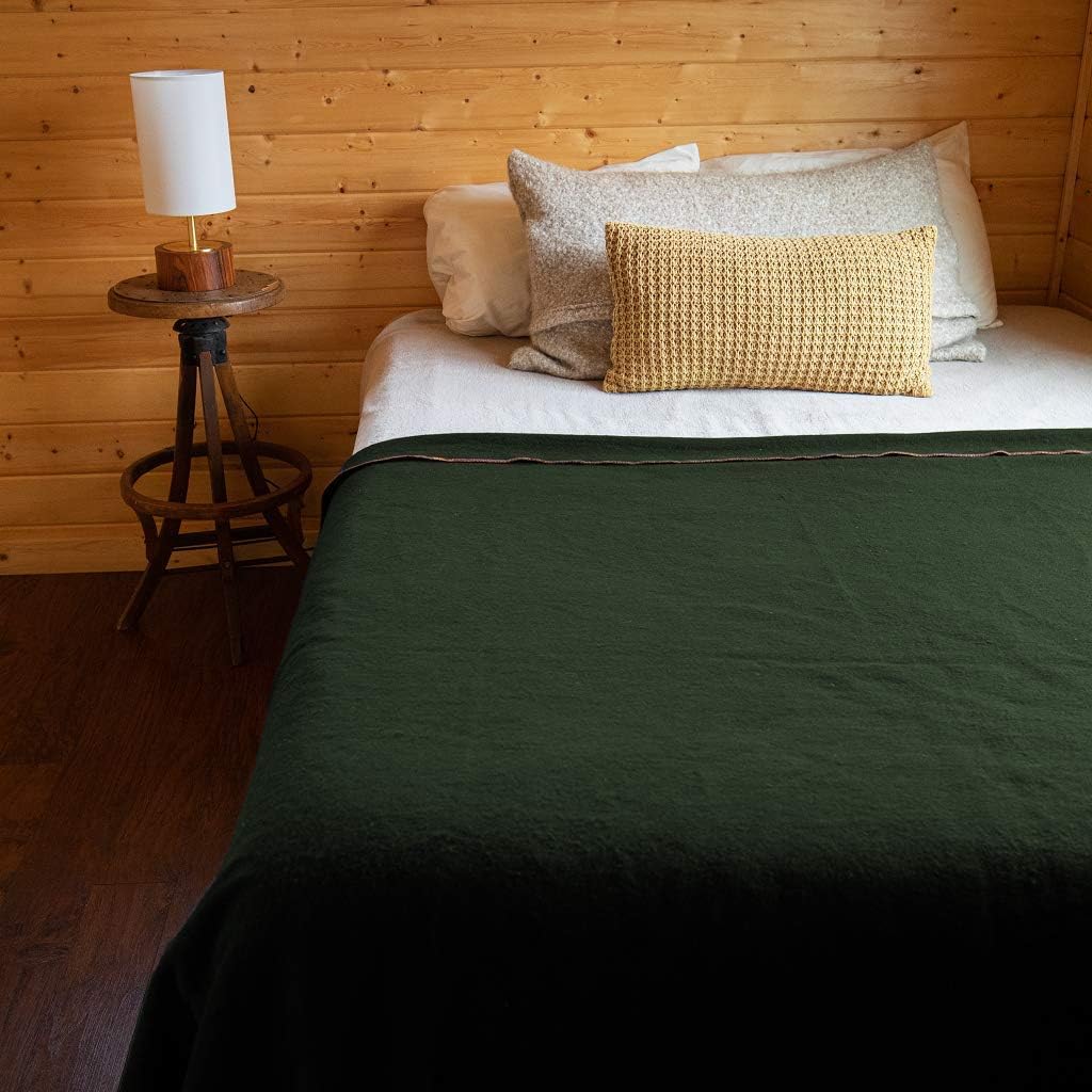 Arcturus Military Wool Blanket - Warm, Thick, Washable - Great for Outdoors, Camping, Stadium Blanket, Picnics, Travel - Car & Bushcraft Survival Kits, Large 64in x 88in 4.5 lb - Olive Green