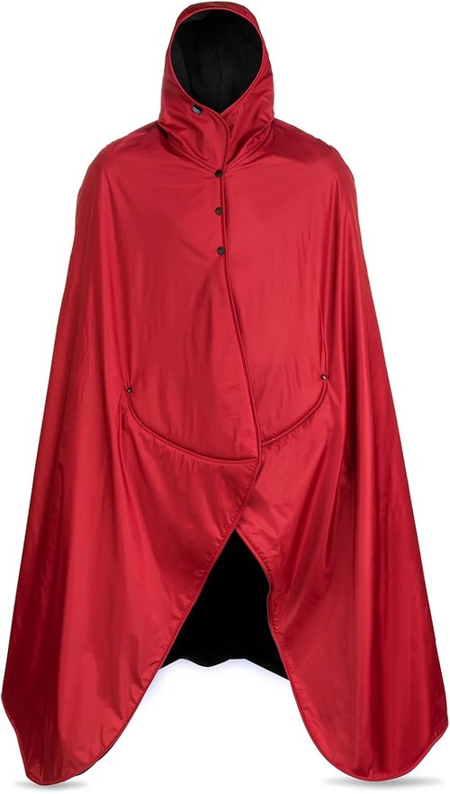 Mambe Extra Large Extreme Weather Hooded Blanket Navy and Charcoal - 100% Waterproof and Windproof with Premium Stuff Sack - for Stadiums and Watching Sports Activities - Machine Washable Fleece