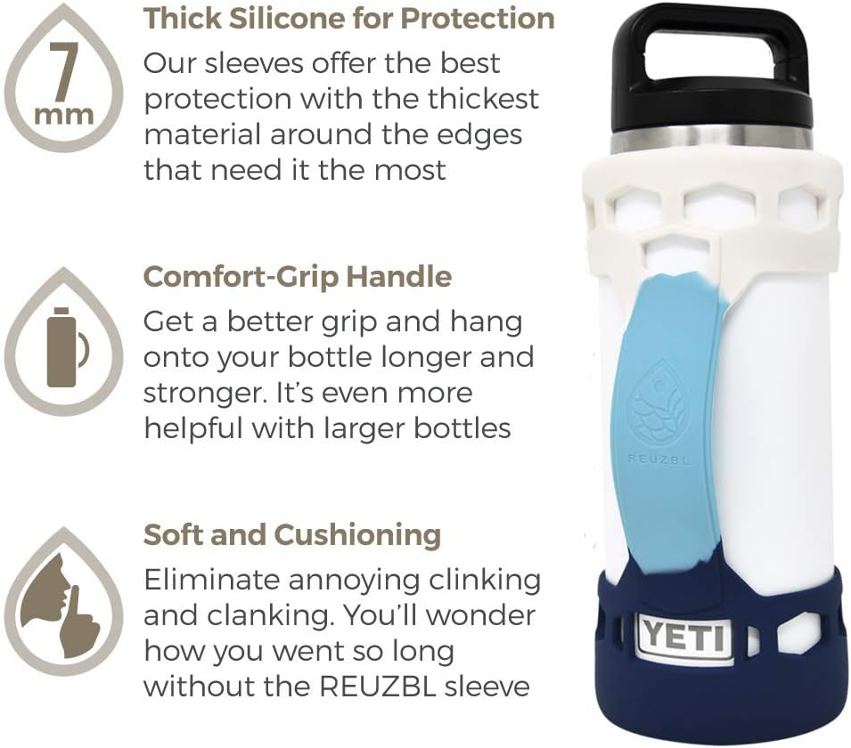 REUZBL Bottle Bumper Silicone Boot Sleeve Protector Accessories with Handle for 26 oz & 36 oz Stainless Steel Water Bottles