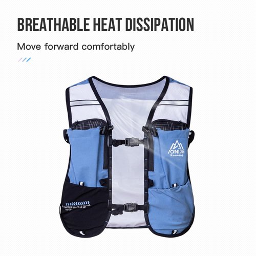 ICE FLAME Hydration Backpack Vest, 5L Multifunctional Outdoor Running Backpack fit 6.8 Inches Phone for Marathon Training, Hiking, Trail and Walking (Blue 2*500ml Flask)
