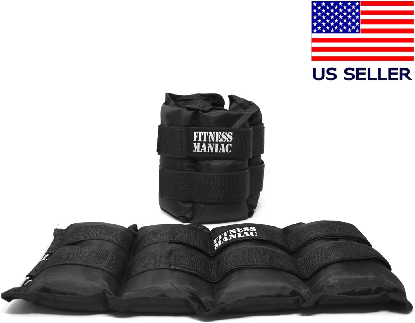 FITNESS MANIAC USA Ankle Weights with Double Straps Wrist Leg Weight for Walking Jogging Gym Exercise Gymnastics Aerobics 10lbs 12lbs 14lbs 16lbs