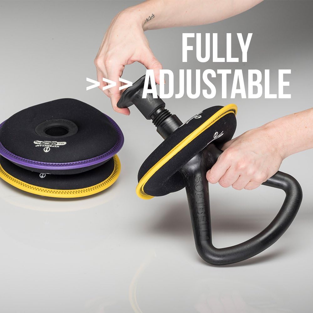Hyperwear SoftBell Adjustable Kettlebell Set - Soft, Vinyl-Coated Weight Plates with Rubber Base - Versatile Home Gym Equipment - Compatible with SoftBell Barbell & Dumbbell