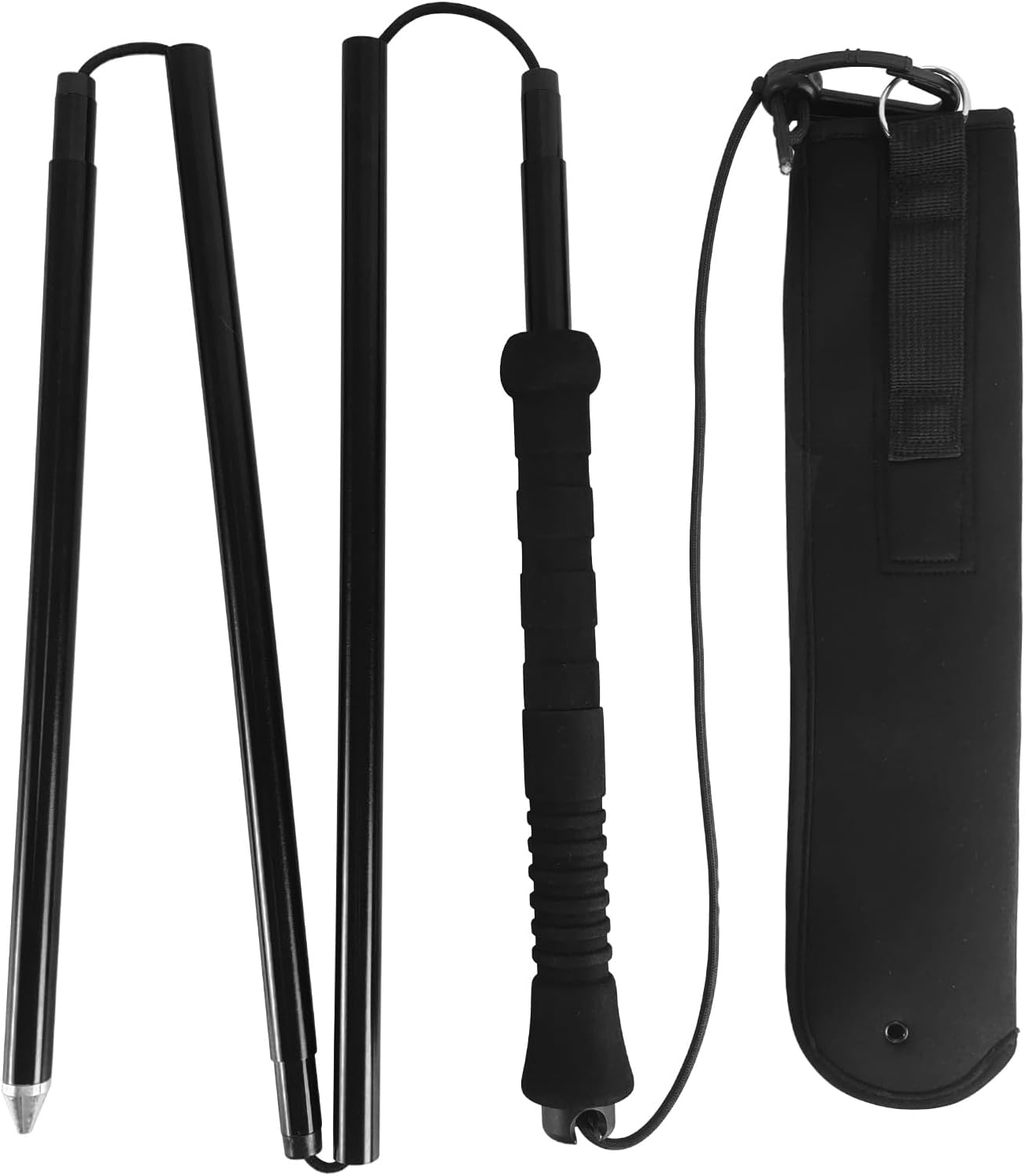 Aventik Fold-able Wading Staff Water Depth Safety Warning Sign Coated Stainless Steel Core T7075 Aluminum Body Corrosion Resistance