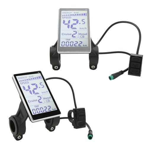 Oreb Bike Computer, Waterproof LCD Display Bicycle Speedometer and Odometer, 5 Pin 24V 36V 48V 60V Cycling Computer MTB Tracker, Bicycle Display Meter for 31.8, 22.2mm Electric Bikes