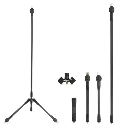AMEYXGS Archery Bow Stabilizer Set 4/5/10/12/28/30 inch 3k Carbon Bow Balance Bar with Stabilizer Rubber and Weights for Recurve Bow and Compound Bow (40° V bar, Black, 1x 30 inch,2X 12inch,1x 5inch)