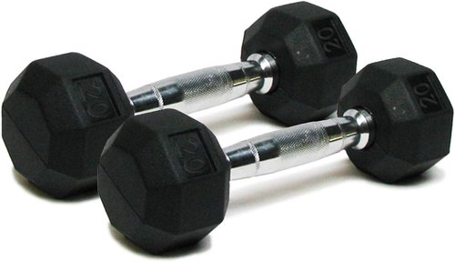 Dumbbells Hand Weights Set of 2 - Rubber Hex Chrome Handle Exercise & Fitness Dumbbell for Home Gym Equipment Workouts Strength Training Free Weights for Women, Men