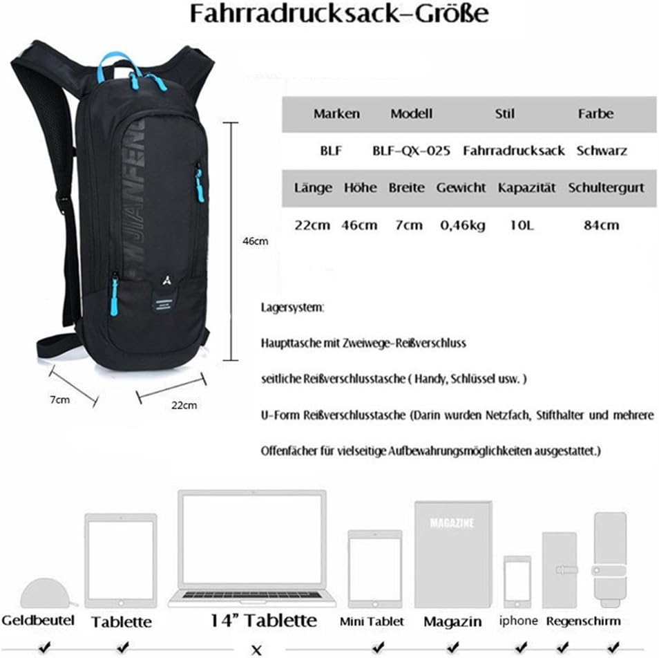 WINDCHASER Cycling Backpack, 10L Bicycle Backpack Waterproof Breathable Bag for Outdoor Travel Hiking Climbing Biking Running Skiing (Black)