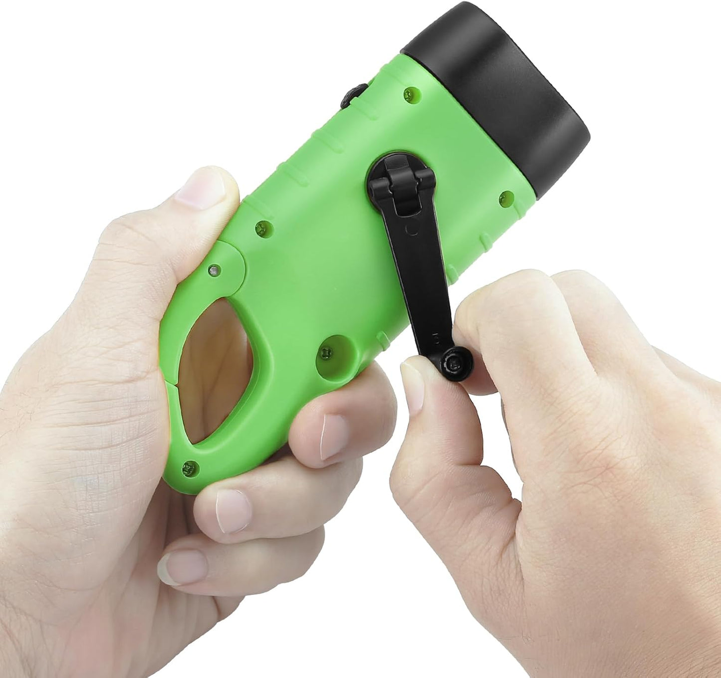 Simpeak 2-Pack Hand Crank Solar Powered LED Flashlight, Emergency Survival Flashlight Torch for Outdoor Sports, Green