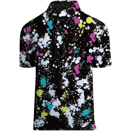 Golf Shirts for Men Printed Performance Moisture Wicking Short Sleeve Dry Fit Polo Shirts