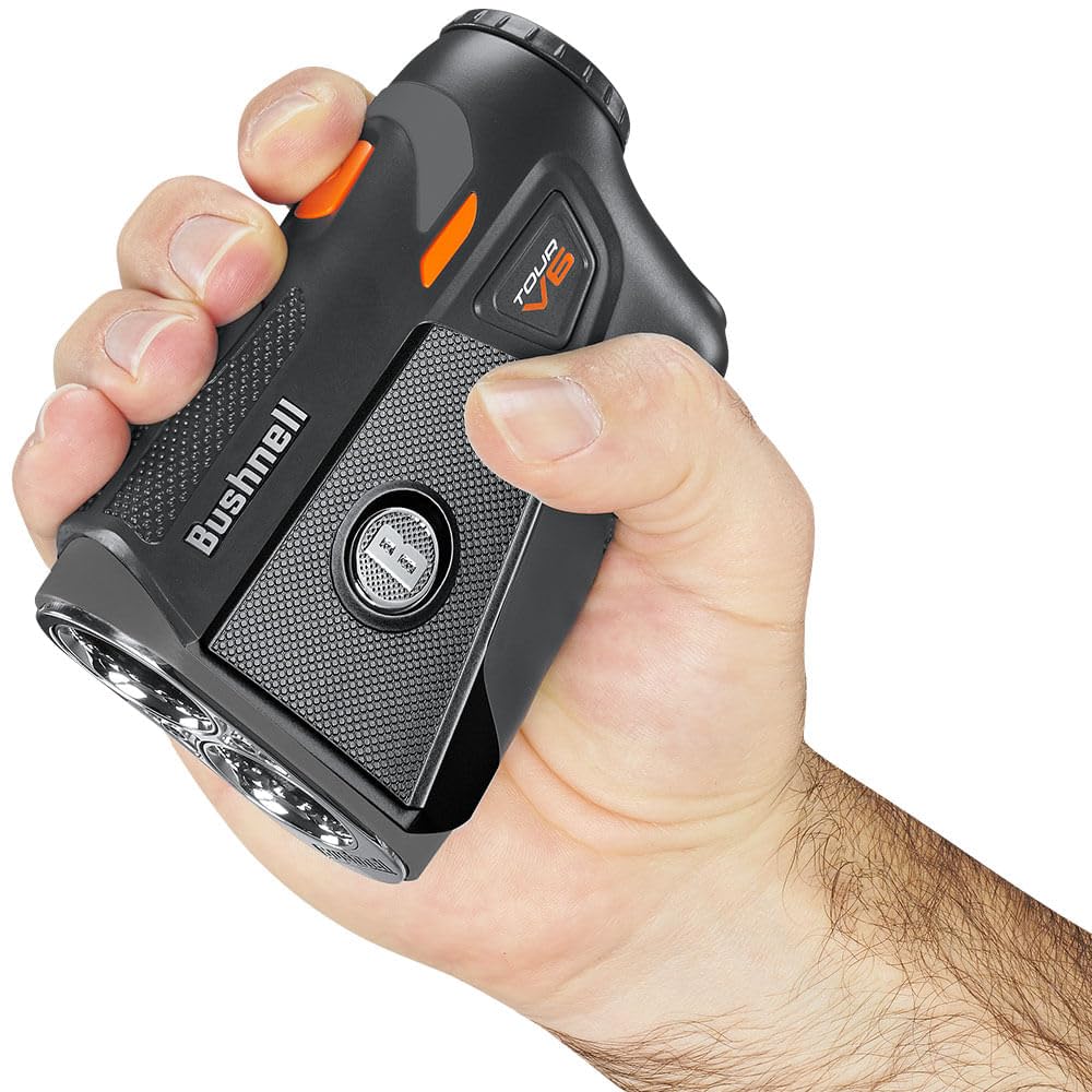 Bushnell Golf Tour V6 Laser Rangefinder Patriot Pack, Visual Jolt Flag Locking, Magnetic Mount, 1300 Yard Range 6X Magnification
