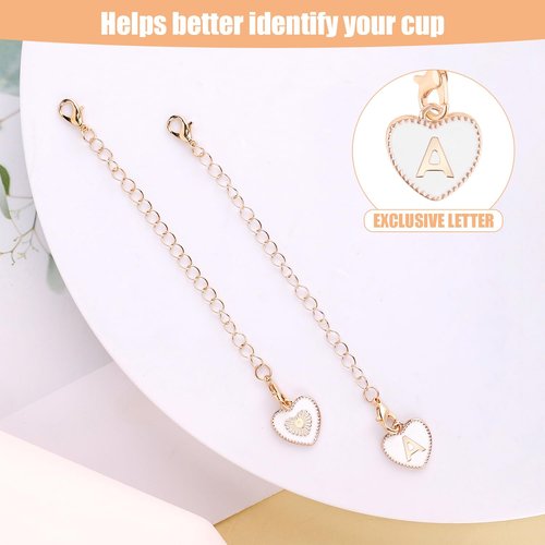 PEUTIER Letter Accessories for Stanley Cup, Heart Alphabet Pendant Personalized Name ID Initial Letter Decorations Handle for Stanley Accessories (Letter A)