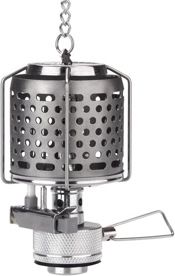 Mini Portable Camping Lantern Gas Light Tent Lamp Torch Hanging Metal Lamp-chimney Butane 80LUX