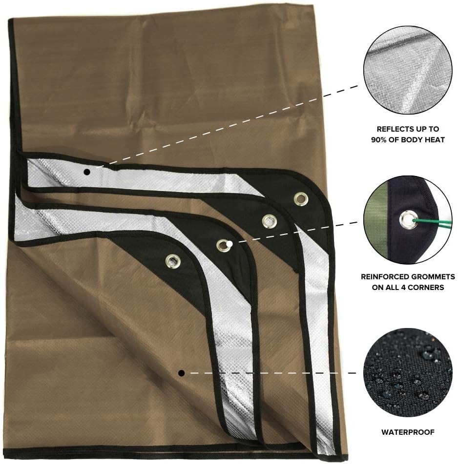 Arcturus Insulated Tarp | Reusable Heavy Duty Thermal Survival Blanket – 60 x 82 inches, Reflects 90% Body Heat, Waterproof, Windproof, 3-Layer Design, Reinforced Grommets, Olive Green