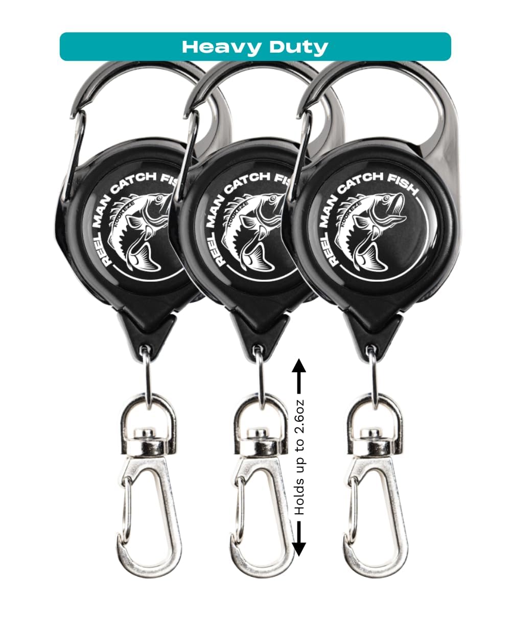 HOOK-EZE Fly Fishing Zinger Retractor for Anglers Vest, Pack of 3 - Fishing Gear and Equipment for Nippers, Forceps, Fly Float Ant, Belt Loops & Backpack