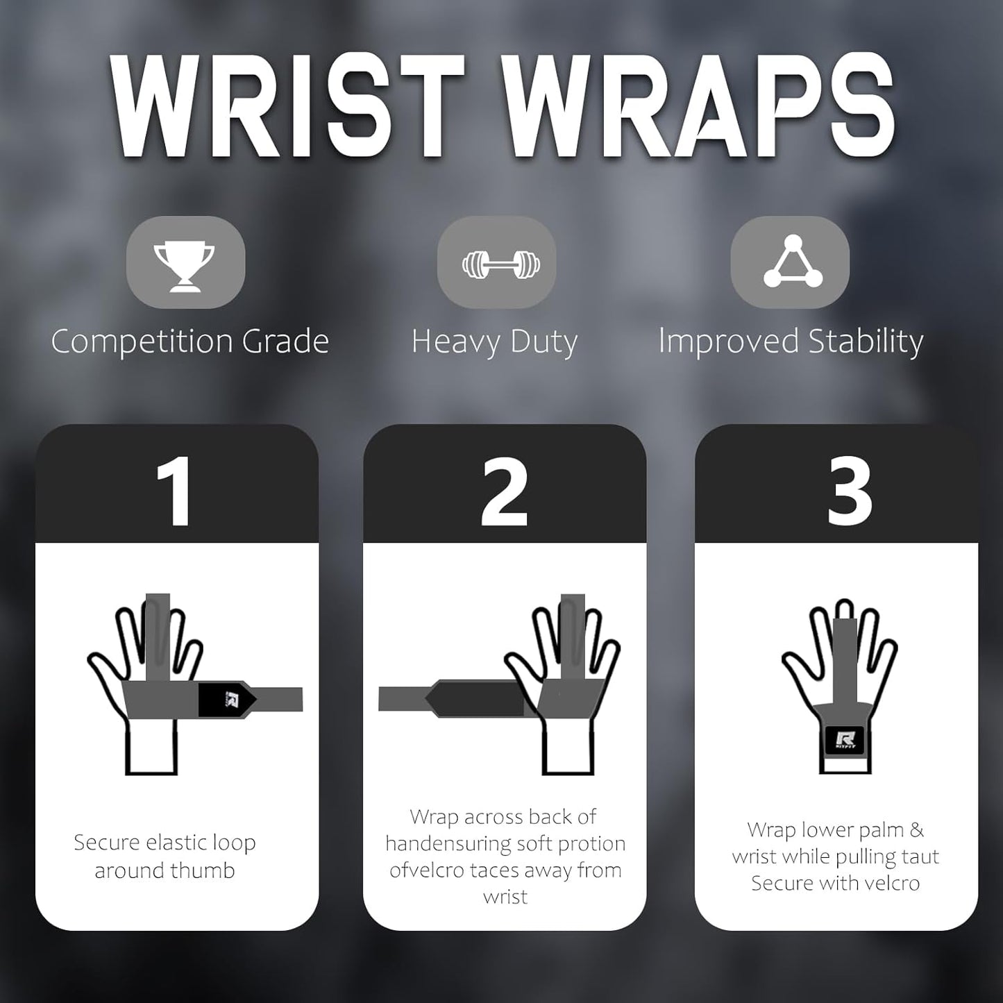 RitFit Weightlifting Wrist Straps - Durable Lifting Wraps for Powerlifting & Strength Training