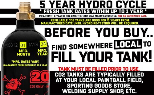 Maddog 20 Oz Refillable Aluminum CO2 Paintball Tank - Ships Empty - 5 Pack