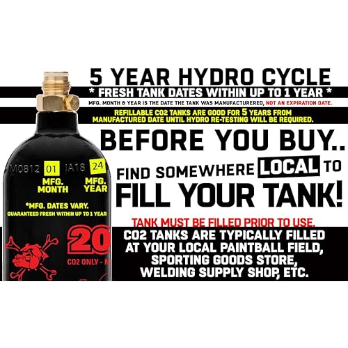 Maddog 20 Oz Refillable Aluminum CO2 Paintball Tank - Ships Empty