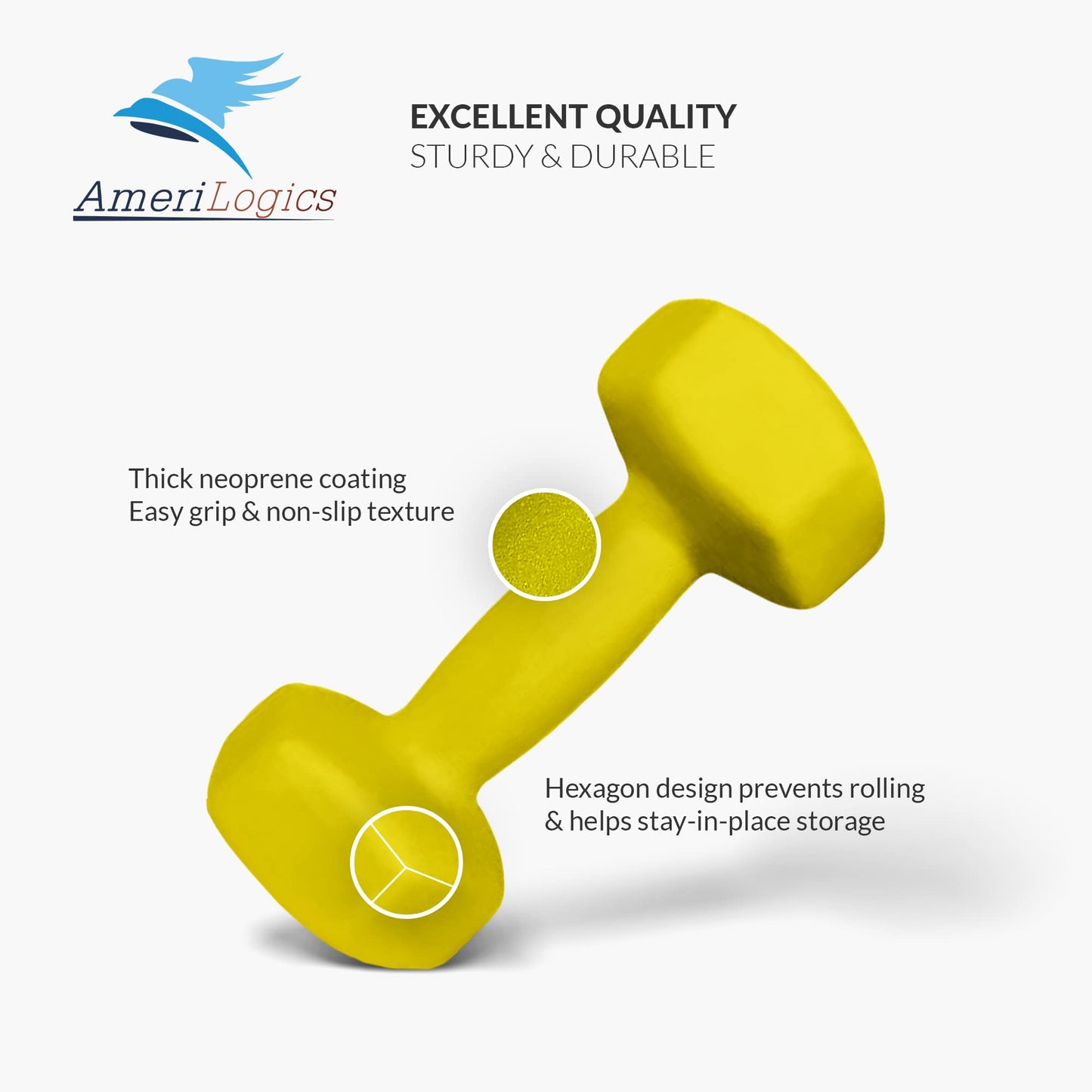 AMERI LOGICS Neoprene Dumbbell Sets- complete with a storage rack, non-slip, hex shape weights-bar grips with each set for working out with optimal comfort-ideal weight sets for your home gym.