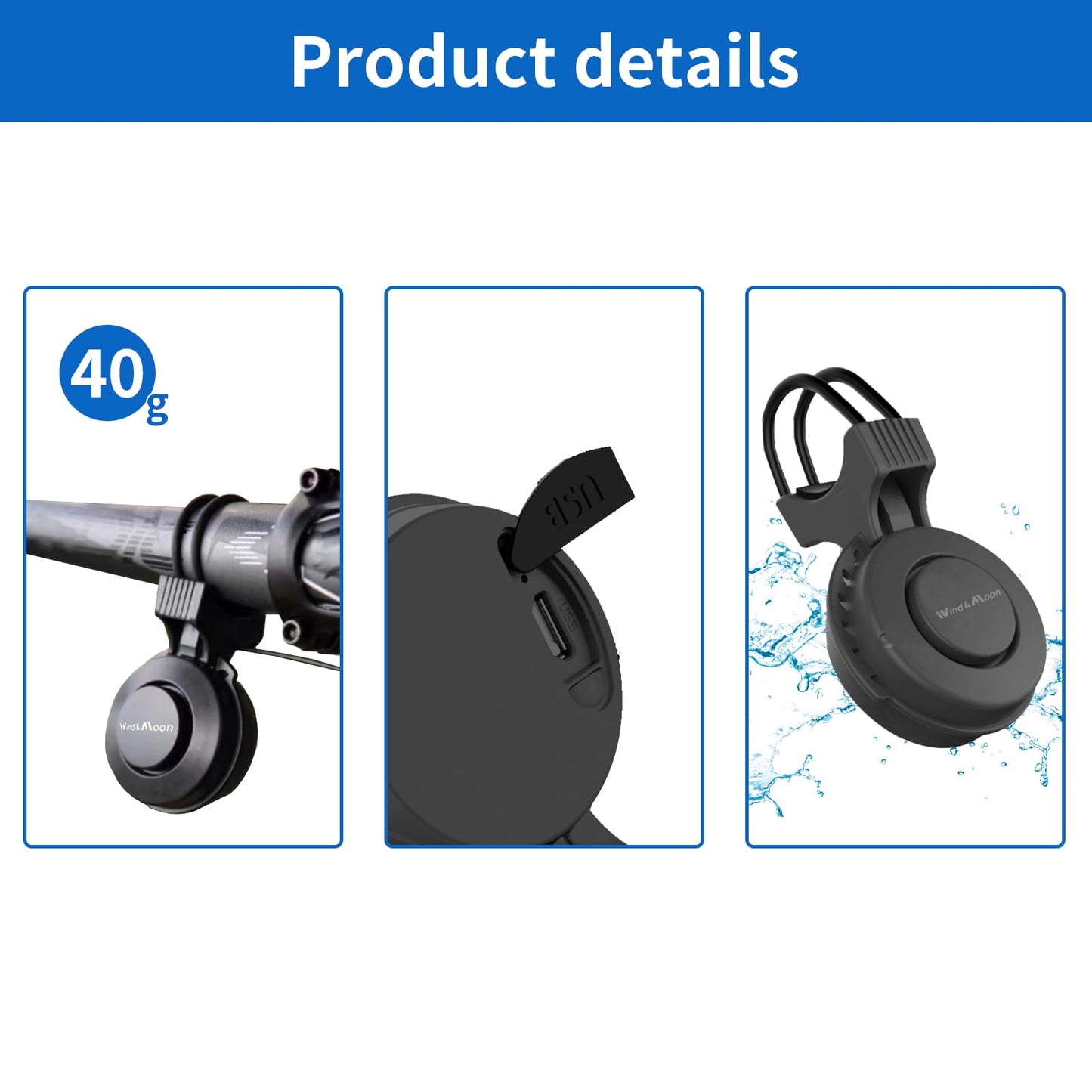 YOUNGFLY Electric Bike Horn Bicycle Bell, 120db Electronic Bicycle Horn with USB Waterproof Plug 4 Sound Modes, for Kids Boys Adults Mountain Bike Accessories