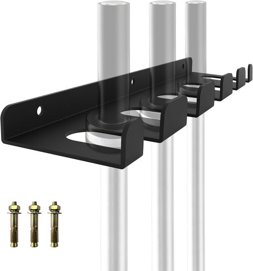 KSWLOR Barbell Storage Rack, Heavy Duty Vertical Hanging Barbell Rack, Wall Mounted Barbell Holder, Olympic Wall Mount Barbell Holder Space Saving Bar Holder Suitable for Garage, Gym, Home Fitness (5 hook black)