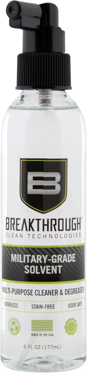 Breakthrough Clean Technologies Military-Grade Handgun and Rifle Cleaning Solvent, Grease Remover - 6oz/2oz/15ml/32oz Spray Bottle