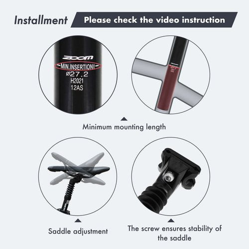 DJC Bike Suspension Seatpost Shock Absorber Damper Rubber Seat Post 25.4 27.2 28.6 30.4 30.9 31.6 mm Lightweight Aluminum(25.4mm Black)