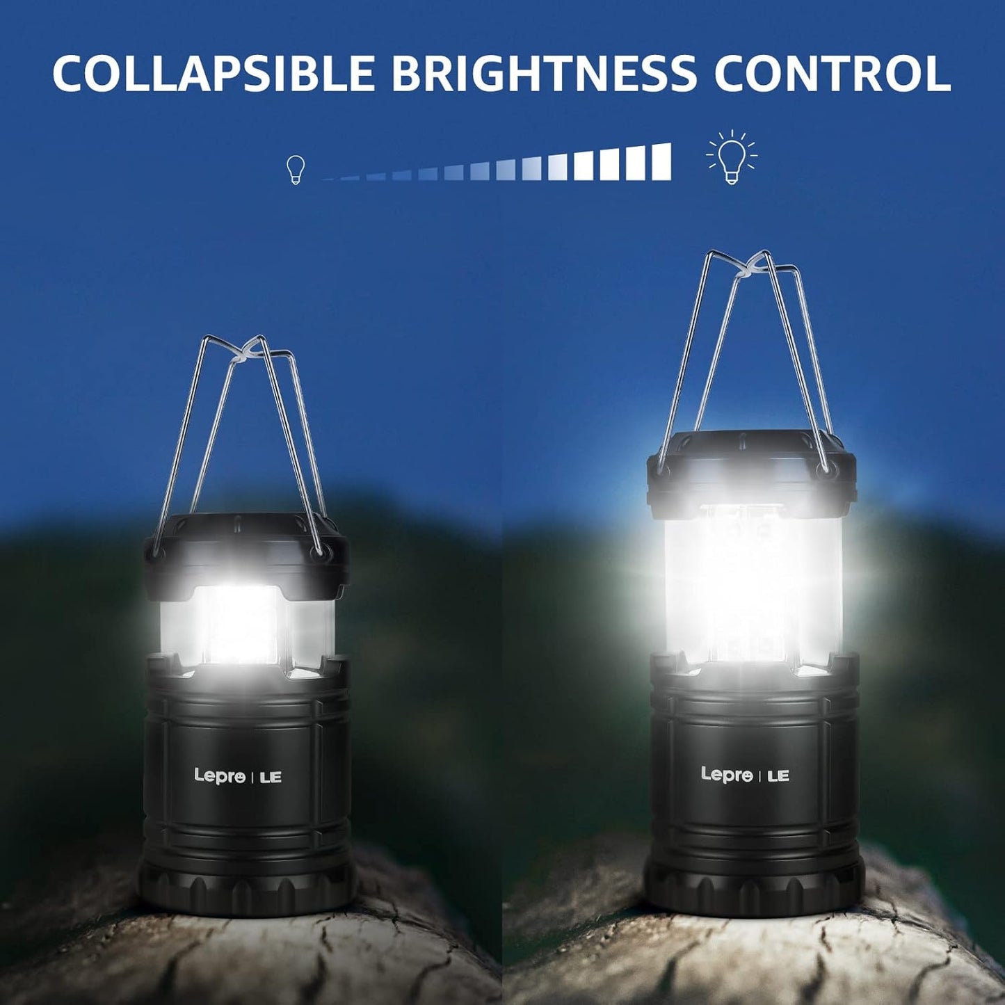 Super Bright LED Camping Lanterns - Portable, Battery Powered, IPX4 Water Resistant - 2 Pack Emergency Lights for Hurricane & Storm Preparedness