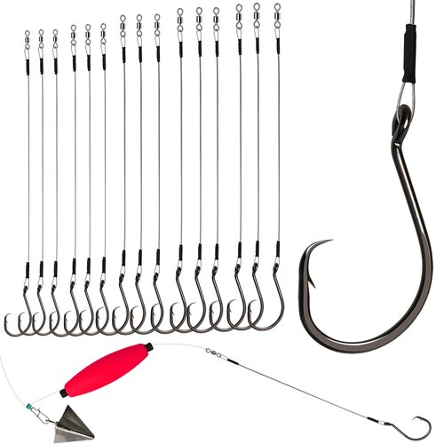 Dovesun 30PCS Circle Hooks Fishing Pre-Rigged Catfish Rig for Saltwater Freshwater Catfish Hooks with Wire Leader Five Sizes 2/0 4/0 6/0 8/0 10/0