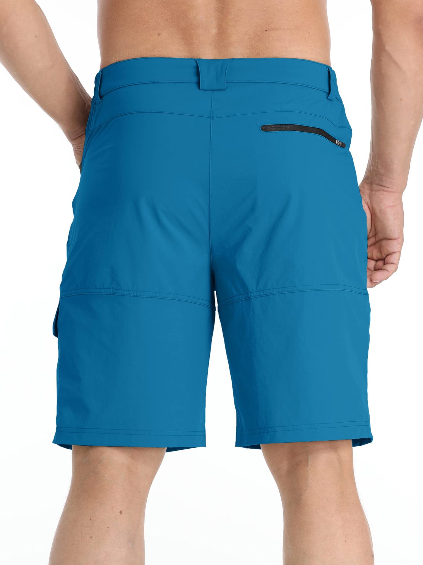 TACVASEN Mens 10" Hiking Shorts Outdoor Lightweight Quick Dry Summer Casual Dress Fishing Shorts with Zipper Pockets Blue Green 30