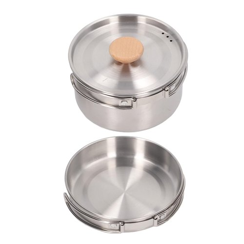 Syrisora Pot and Pan Set Cooking Pot Set 304 Stainless Steel Portable Camping Cookware Mess Kit with Storage Bag for Hiking Backpacking