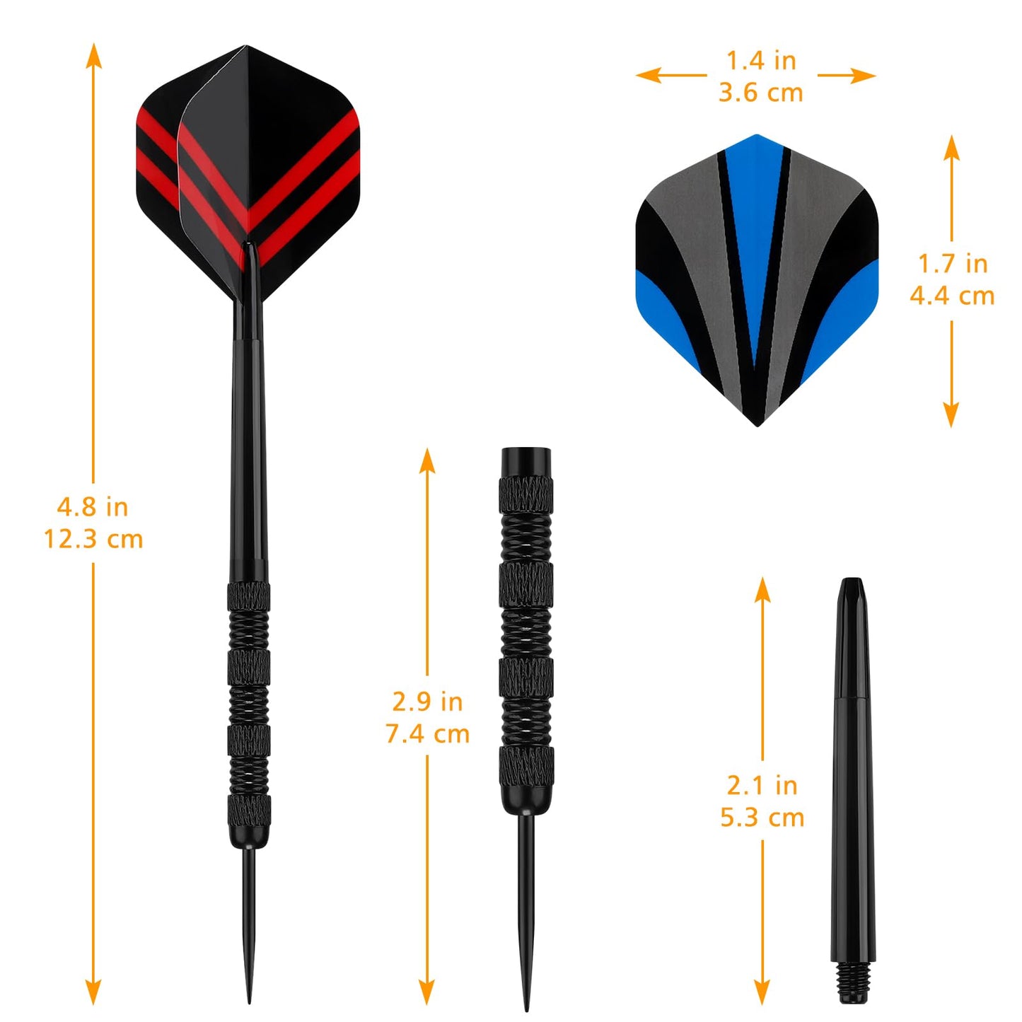 Accmor Metal Tip Darts, Steel Tip Darts, 14 Grams Professional Metal Darts, Darts Metal Tip Set, Metal Darts for Dartboard, 18 pcs ﻿