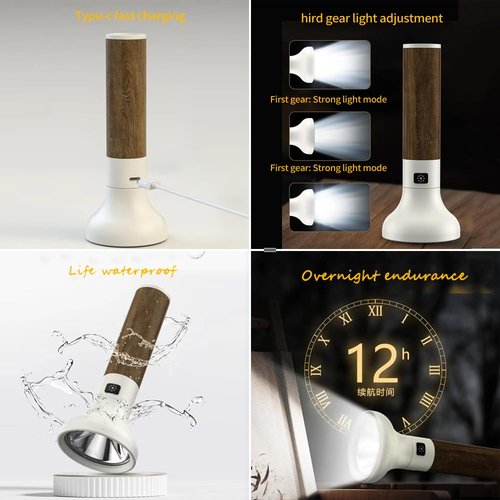 YZYOE LED Rechargeable Flashlight, New Retro Torch Outdoor Lighting,500 Lumens 3-Speed Mode Spotlight.