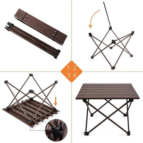 SOUJOY Camping Side Table, Portable Folding Beach Table, Small Aluminum Picnic Backpacking Table for Outdoor Cooking, BBQ, Hiking, Boat, Travel, 15.5''L x 13.8''W x 11.4''H
