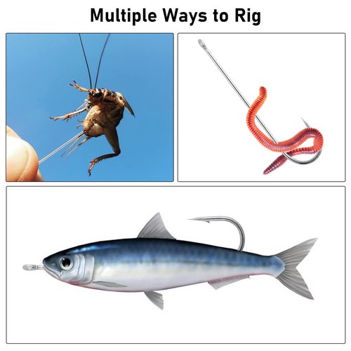 Dr.Fish 100 Pack Aberdeen Hooks Freshwater Fishing Hooks, Extra Long Shank Light Wire, Crappie/Bass/Bream/Bluegill/Panfish Fishing #4