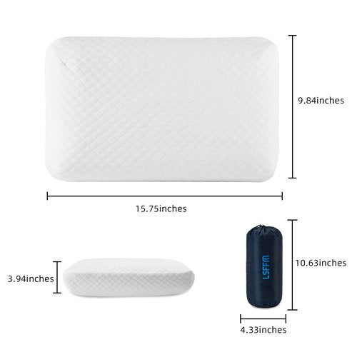 LSFFM Camping Pillow Lightweight, Easy to Carry, Memory Foam Travel Pillow, Backpacking Pillows, Portable Pillows with Travel Storage Bag, Removable Pillow Cover (White)
